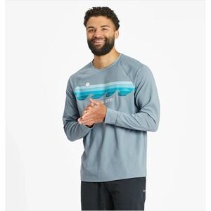 Life Is Good Retro Wave Stripe Ocean Crusher Flex Long Sleeve T-Shirt Mens Large